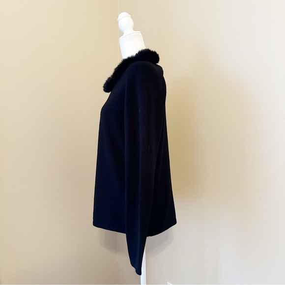 Carducci Fur Trim Long Sleeve Black Sweater - Large - Picture 3 of 9